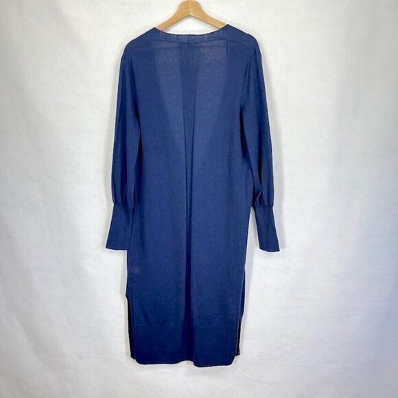 Gap Long Sleeve Linen Blend Open Front Duster Cardigan Sweater Size Med Blue - Picture 3 of 8